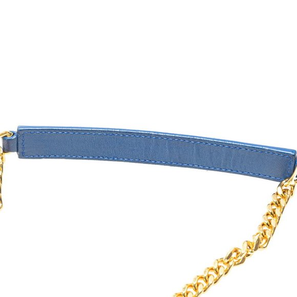 Saint Laurent YSL Monogram Baby Chai Chain Shoulder Bag 399289 Blue Leather W... - Picture 6 of 12